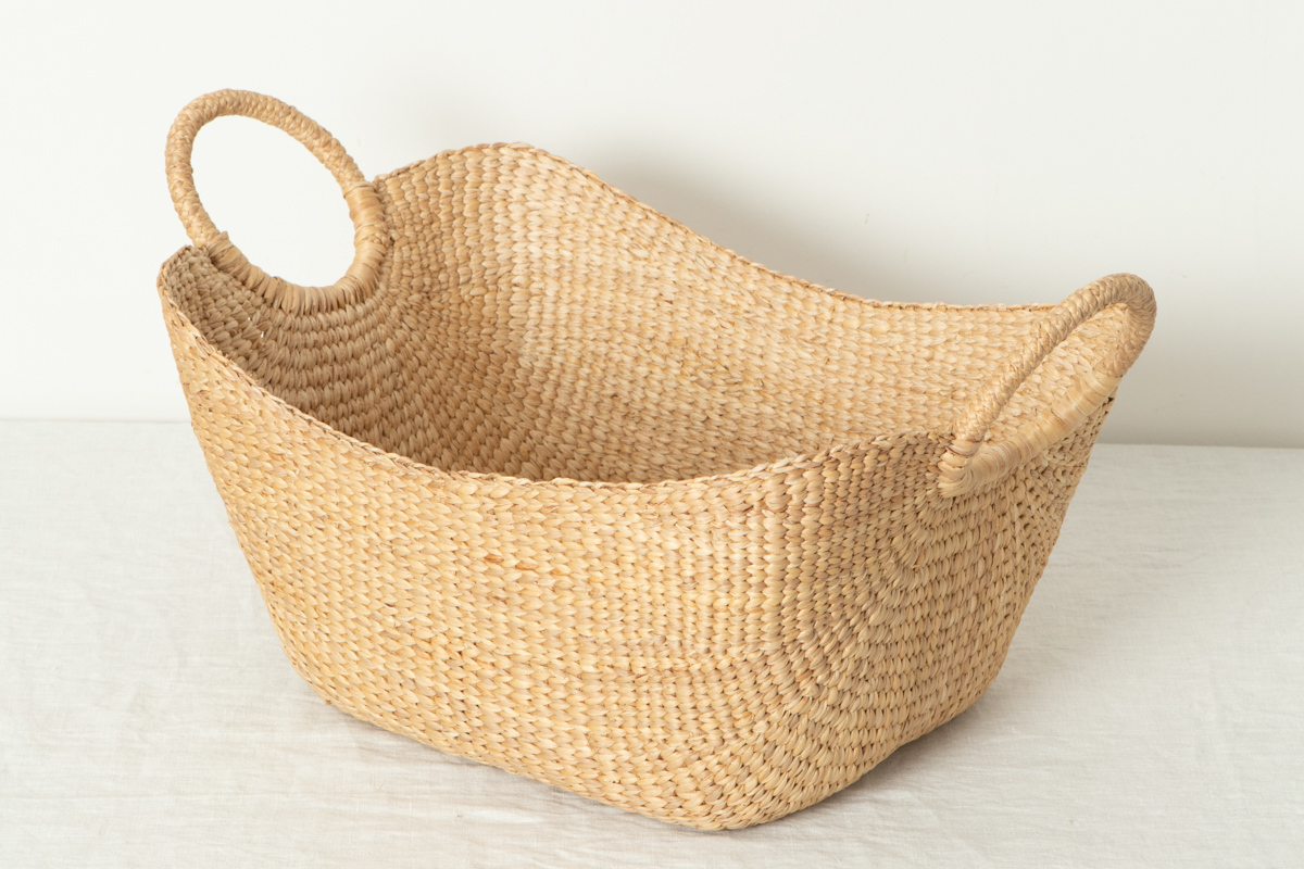 Strage Basket(ring handle) XL / Water hyacinth / THA 3115203-4　タイ/ウォーターヒヤシンス　バスケット　リングハンドル　XL