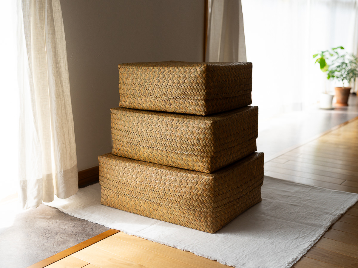 3115131　タイ/カチュー（水草）　整理かご　蓋付き　ワイドバスケット　M・L・XL　3サイズ