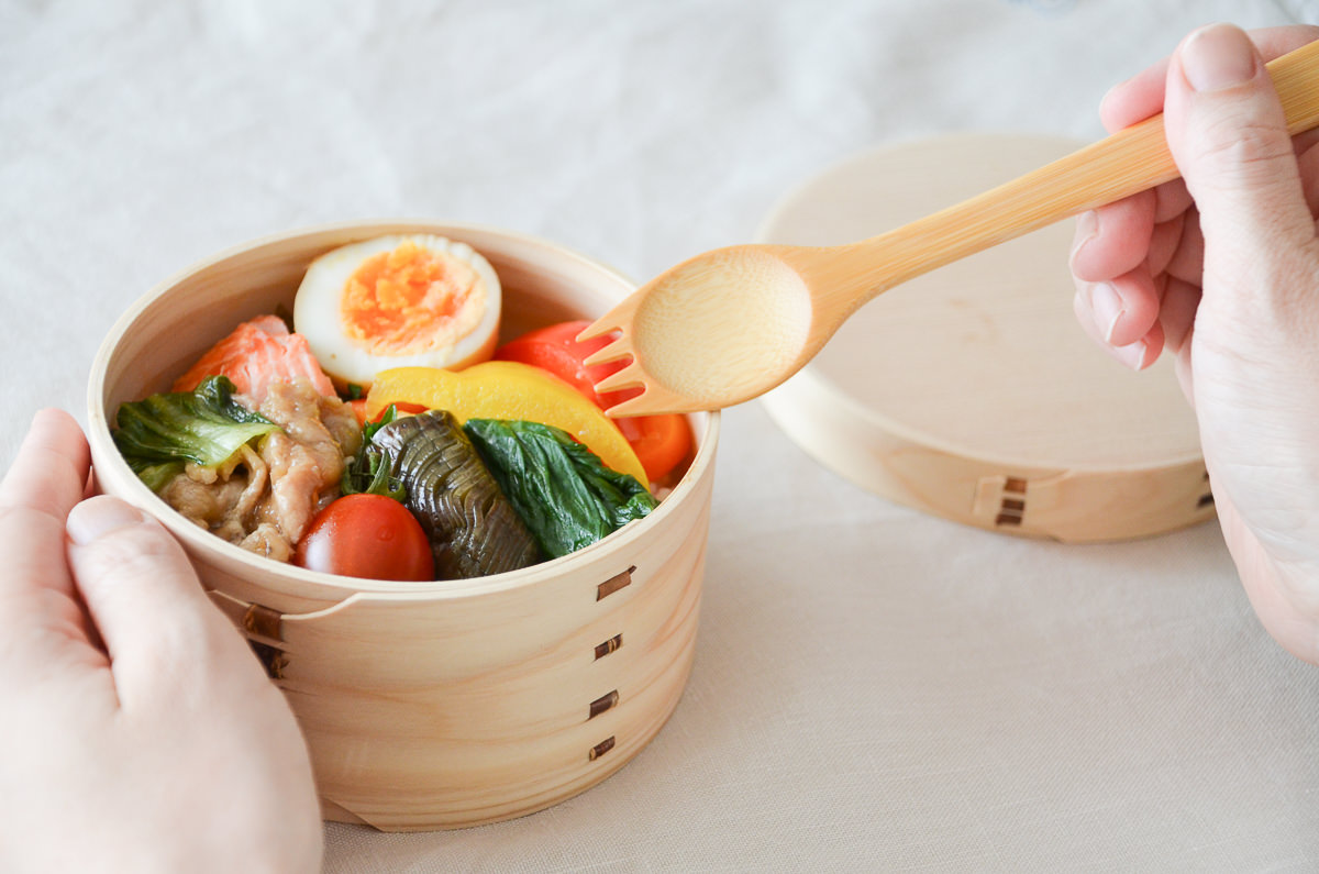 Bento(Lunch) spoon [ Natural, Red ] / Mōsō bamboo / Oita-JPN 大分県_孟宗竹　お弁当スプーン　17cm　クリヤ・赤 211120