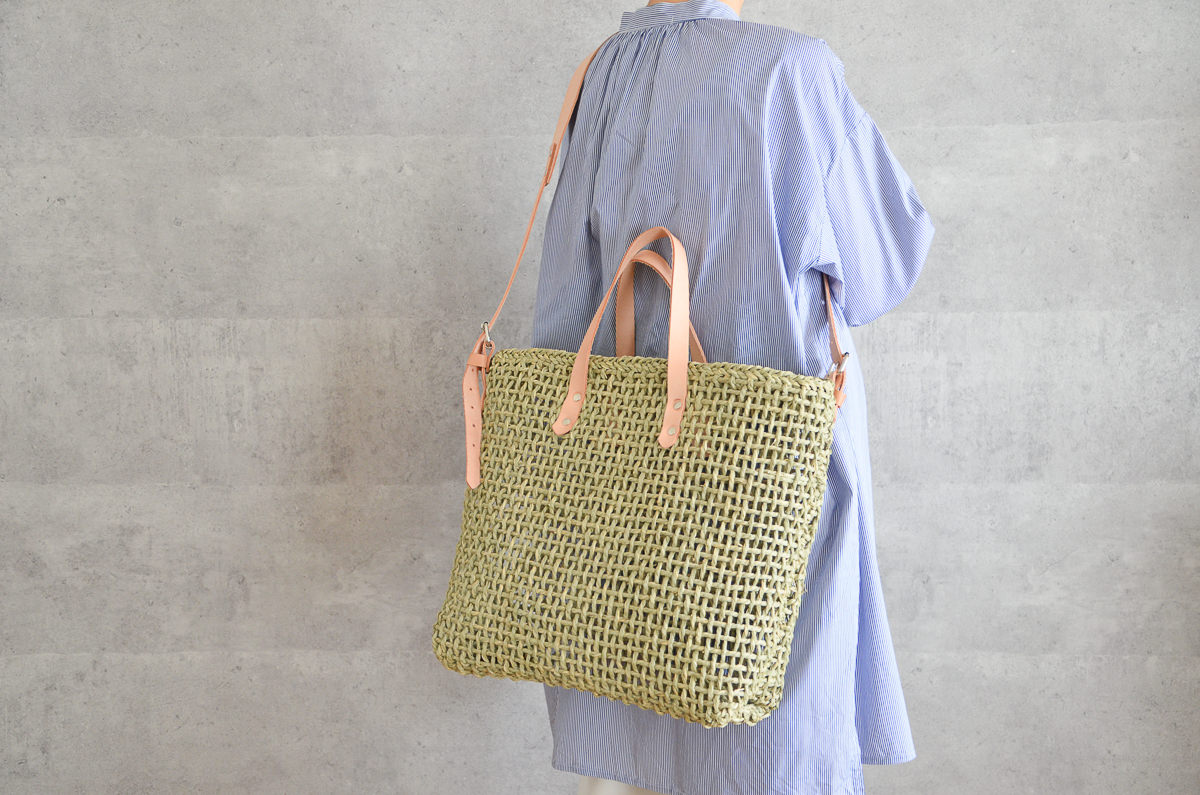 2-way Tote M, L / “Igusa” rush / Okayama-JPN 330306　岡山県/い草　トートバッグ＆ショルダー　ベージュ手　大・中