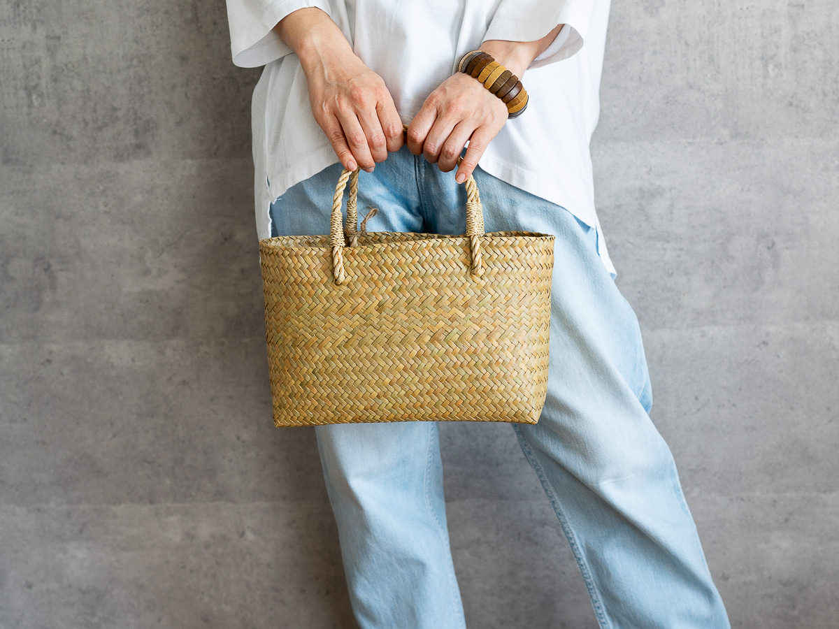 3115134　タイ/カチュー（水草）　かごバッグ　スリムオーバル　S・M・L　3サイズ