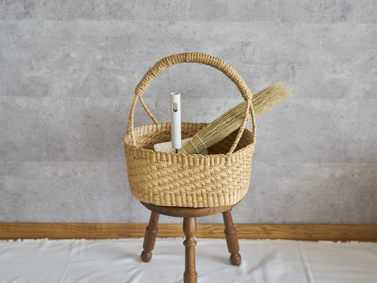 3115220　タイ/ウォーターヒヤシンス　ゴンドラバスケット　オーバル　三つ編み入り　S・L 2サイズ