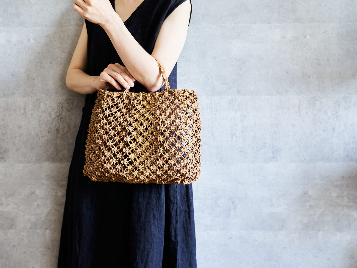 Macramé-Style Tote Basket / Linden Bark / Yamagata-JPN 340502　山形県/シナノキ　花結び手提げ（てんご）小・大　2サイズ