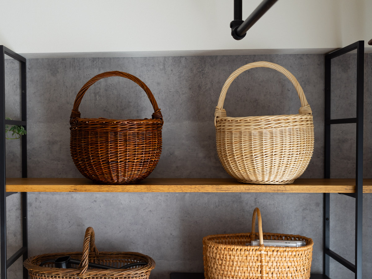 440308 ベルギー/やなぎ 丸バスケット Natural, White