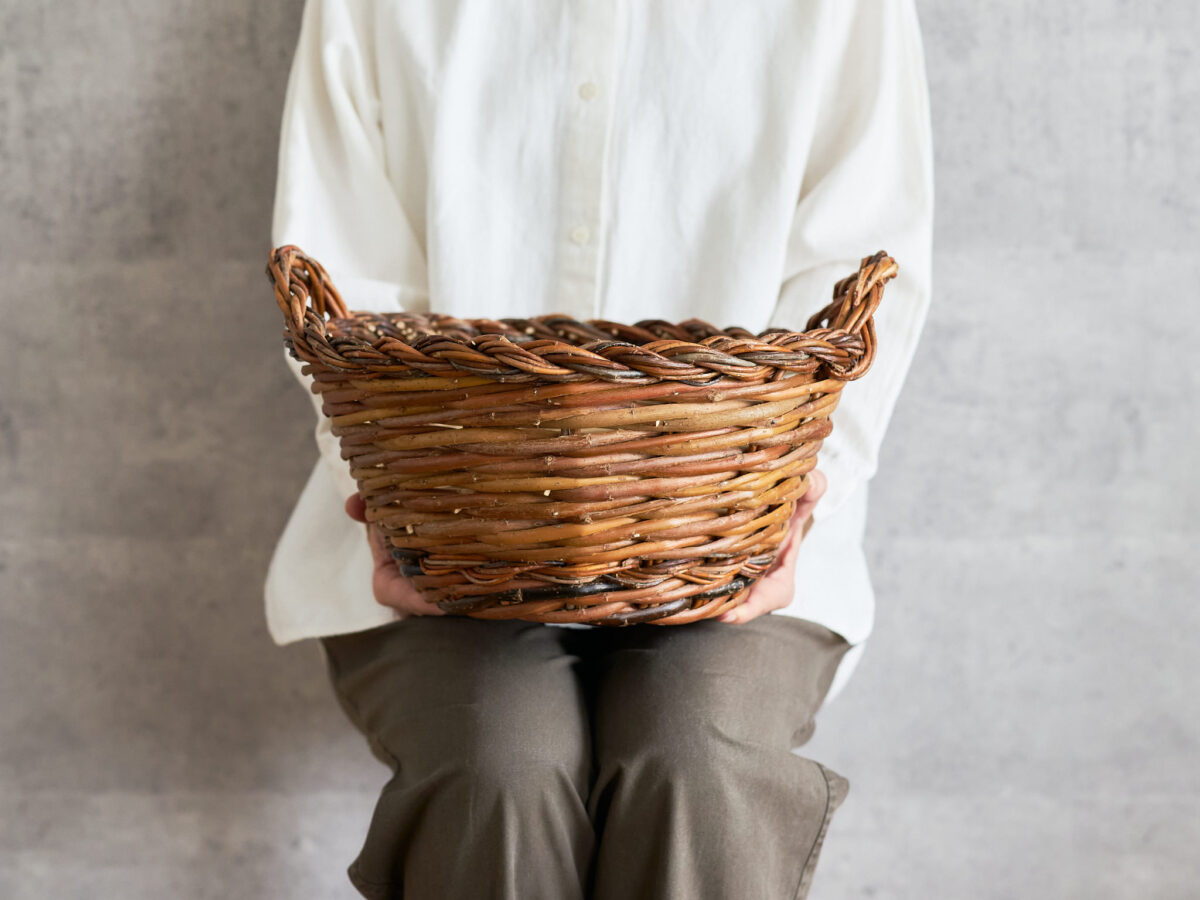 610606-1 スペイン/やなぎ 両手つき丸バスケット